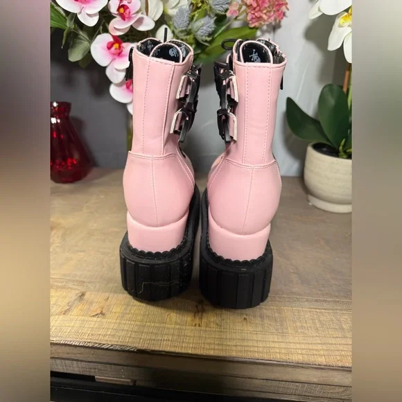 Dolls Kill LAMODA PINK SHOOT MY SHOT CREEPER BOOTS - Picture 5 of 6
